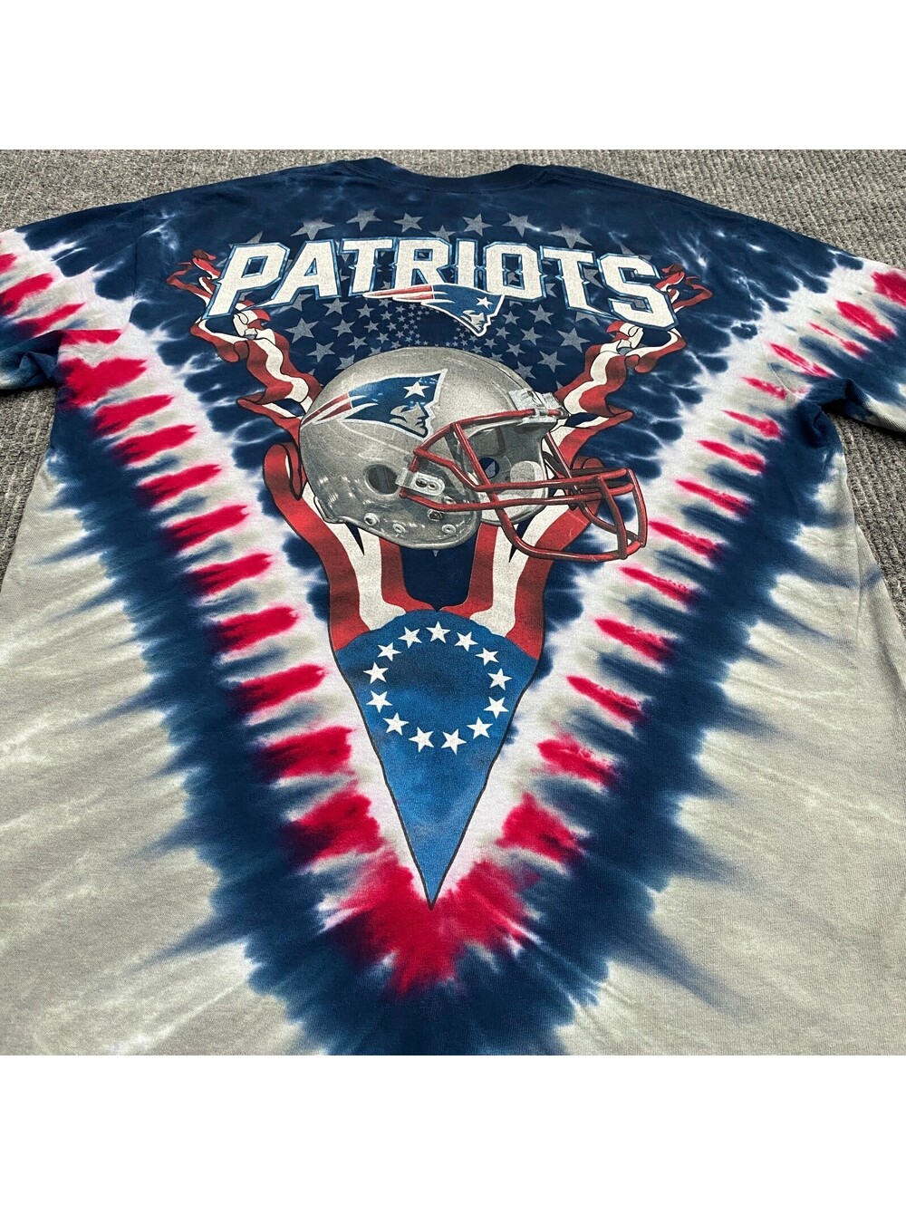 New‎ England Patriots Tie Dye Shirt Mens M NFL Football Majestic Retro AOP Tee